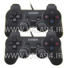 گیم پد KAISER K-504 / دوبل دسته / شوک دار / اتصال سیمی با درگاه USB / گارانتی 1403.12.30
